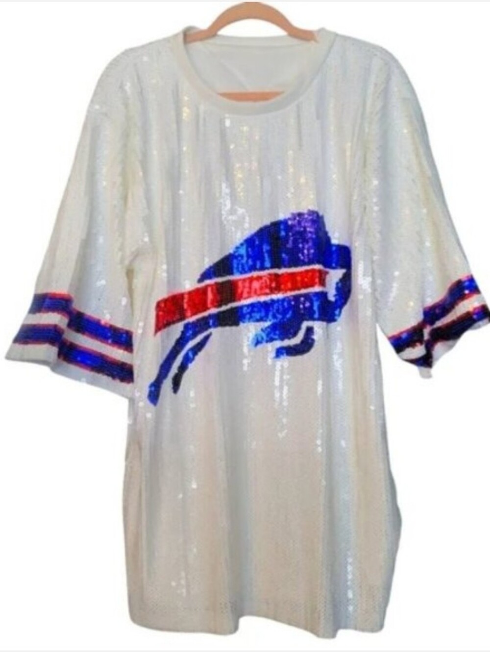 BUFFALO BILLS SPARKLY SEQUIN JERSEY SHIRT DRESS